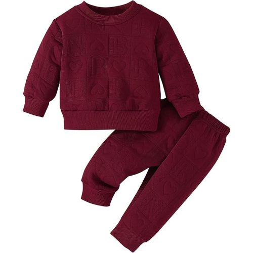 Jecson Baby Girl Clothes Toddler Outfits Quilted Heart Sweatshirt & Jogger Pants Fall Winter Sweatsuit 2Pcs Sets 3M-4T