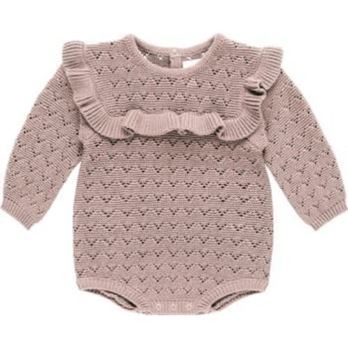 Ruffle Organic Cotton Pointelle Romper, 6-12M