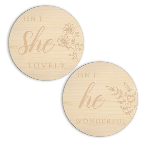 6" Double Sided Gender Reveal Wooden Sign, Boy Or Girl Pregnancy Announcement, He Or She Photography Prop, Gift for New Mom, Baby Shower, Gender Reveal, Crib and Nursery Decorations