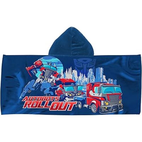 Northwest Transformers Autobots Roll Out Youth Hooded Bath, Pool or Beach Towel, Swim Poncho, Absorbent Quick-Dry Beach Cover-Up, for Boys & Girls, 22 x 51 inches
