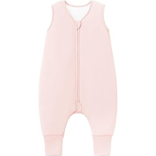 Baby/Toddler Sleep Sack with Legs, Rayon from Bamboo 95% + 5% Spandex, 1.0 TOG, 2‑Way Zipper Sleeping Bag, Walker‑Friendly 18-36M Pink