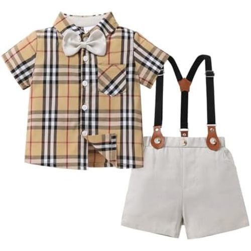 JEELLIGULAR Toddler Formal Outfit Boy Baby Suit for Summer Shirts Shorts Clothes Set
