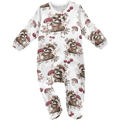 Baby One-Piece Footies Watercolor Black Bulldog Dog Sleeper Pjs Footed Bodysuit Rompers Zipper for Boys Girls 3M