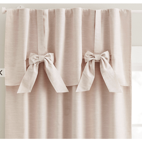 Evelyn Linen Blend Bow Valance Kids Blackout Curtain | Pottery Barn Kids
