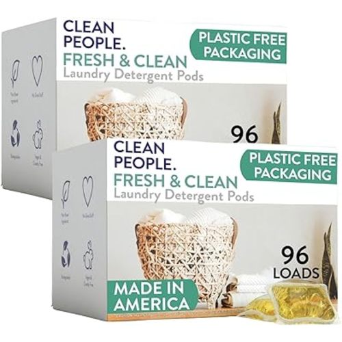 The Clean People Laundry Detergent Pods - Hypoallergenic Laundry Pods - Ultra Concentrated, Recyclable Packaging, Stain Fighting - Fresh Scent, 192 Pack
