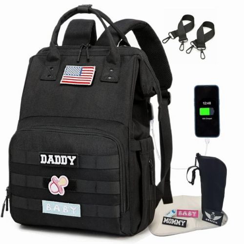 Mommy-Daddy Waterproof Diaper Bag Backpack (25L) - Black