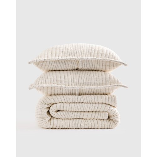 Organic Cotton Channel Stitch Coverlet Set in Undyed