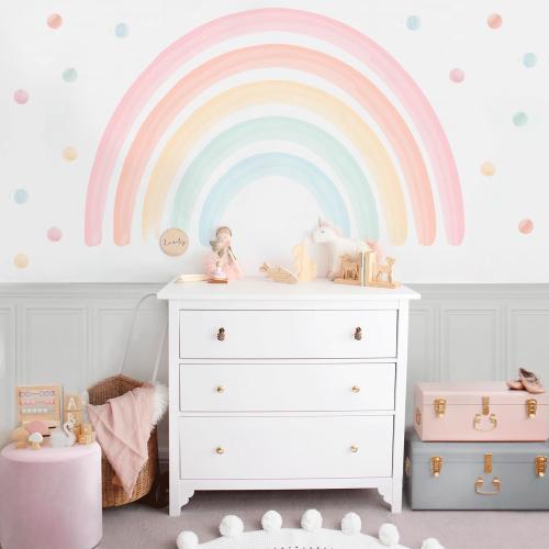 Pastel Watercolor Rainbow Wall Decal: Peel & Stick Nursery Decor