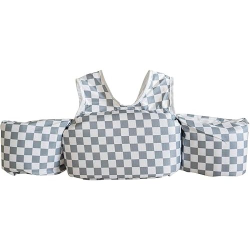 Toddler Swim Vest, Floaties Jacket, Secure Adjustable, Pools, Sage Checker