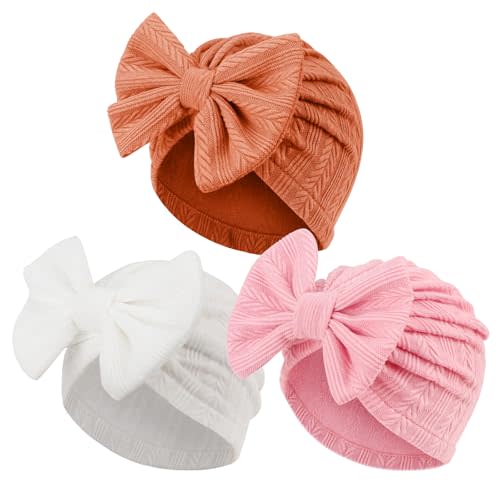 AQOKKA Newborn Baby Girl Hats with Bow Toddler Infant Beanie Cap Newborn Hospital Hats for Baby Girl Kid 0-12 Months