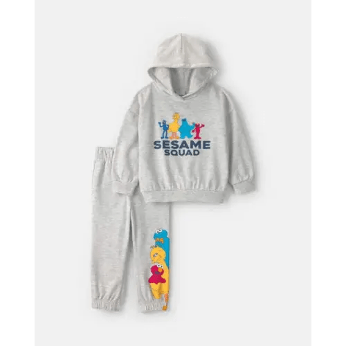 Toddler Boy 2-Piece Sesame Street™ Long-Sleeve Hoodie & Pant Set - Grey | Carter's
