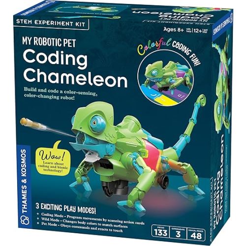 Thames & Kosmos My Robotic Pet: Coding Chameleon STEM Building & Experiment Kit | Color-Sensing Coding Robot for Boys & Girls Ages 8+, Screen-Free Educational Fun, Robotic Reptile with 3 Play Modes