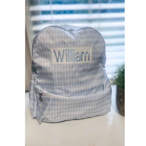 Monongram Personalized Gingham Backpack Lunch, Diaper Bag, Custom Kids Backpack, Ruffle Name Backpack, Preschool Backpack, Toddler Bookbag