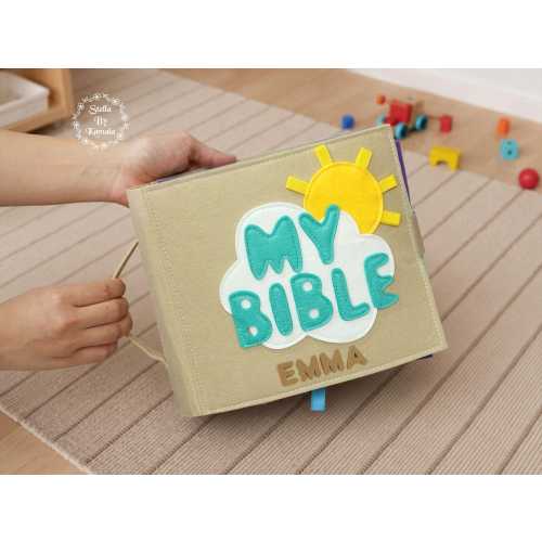My Bible Quiet Book, Personalized Felt Storybook, Baptism Present, Interactive Christian Storybook