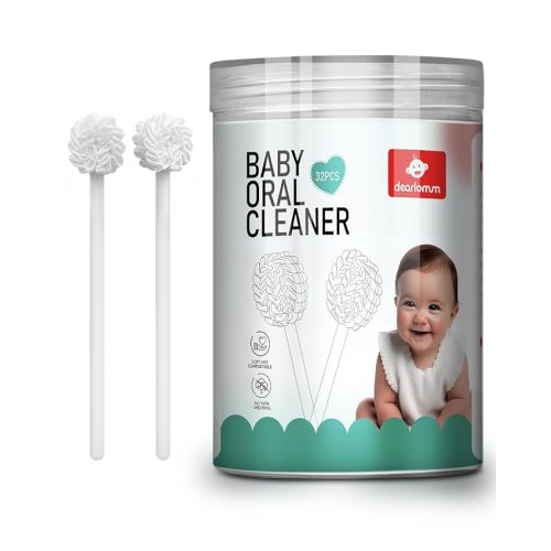 dearlomum Baby Tongue Cleaner, Newborn Toothbrush, 48PCS Disposable Infant Clean Mouth,Gauze Gum Cleaner Baby Oral Cleaning Stick Dental Care for 0-36 Month