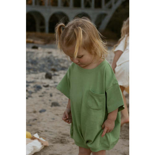 Cory Pocket Romper in Aspen Green