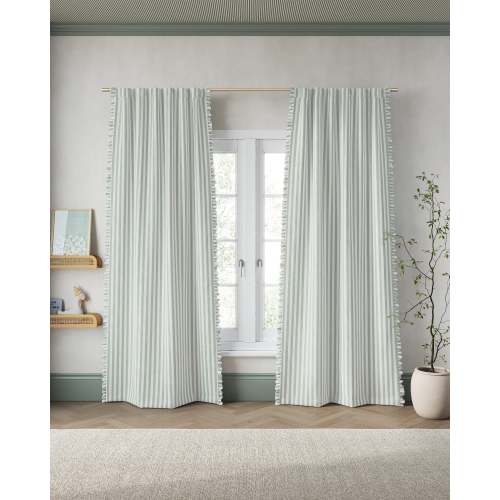 Striped Ruffle Blackout Curtain -- Grove -- 44 x 63in