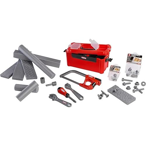 Little Tikes Creative Construction Tool Box Set with 9 Accessories, Pretend Play Construction Set, for Boys and Girls Ages 3+ Years
