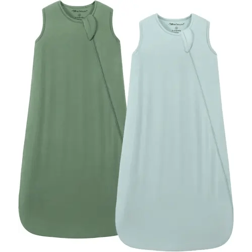 Mosebears Unisex Baby Sleep Sack 1.0 TOG, Supersoft Rayon Made from Bamboo Wearable Blanket with 2-Way Zipper (Sage&Green,6-18 Months)