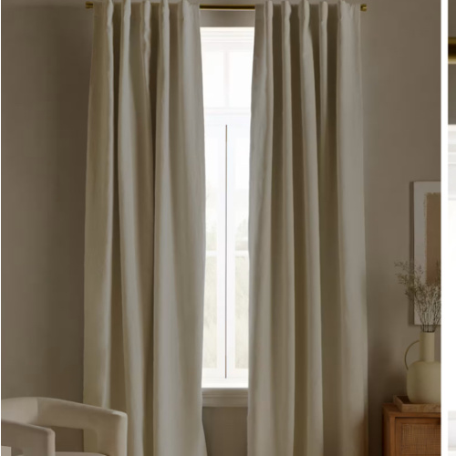 European Linen True Blackout Curtain in Ivory