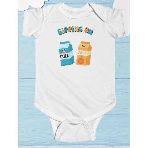 Sipping on Milk and Juice Baby Bodysuit - Funny Hip Hop Outfit