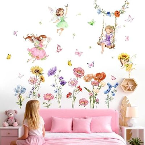 Fairy Wall Decals for Bedroom: Removable 95%+ No-Residue - Peel and Stick 4-Step Application - Vinyl Wall Stickers for Girls