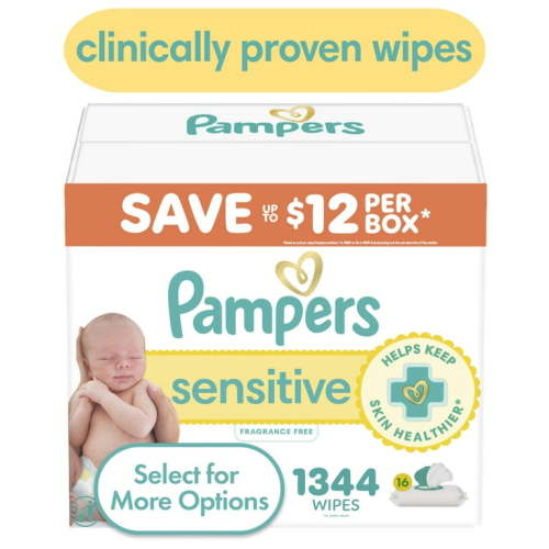 Pampers Sensitive Baby Wipes Unscented, 16 Pack, 1344 Total Count (Select for More Options)