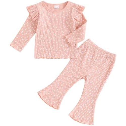 Baby Girl Fall Clothes Set Ruffle Long Sleeve Tops Flare Pants Cute Infant Toddler Outfits 6 12 18 24 Months 2T 3T