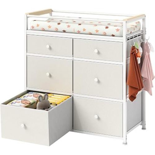 Baby Diaper Changing Table & Station with 6 Drawers Organizer for Nursery