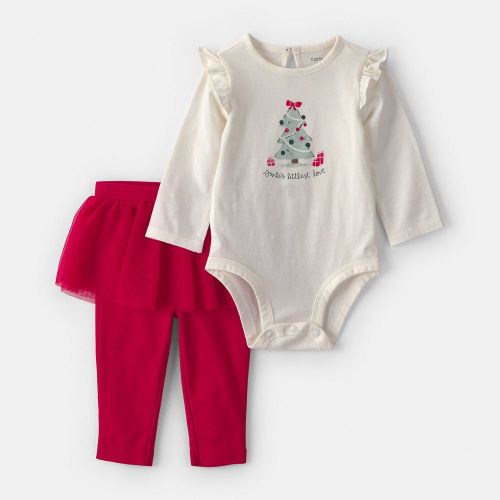 Baby Girl Carter’s 2-Piece "Santa's Littlest Love" Christmas Long Sleeve Bodysuit & Tutu Pants Set