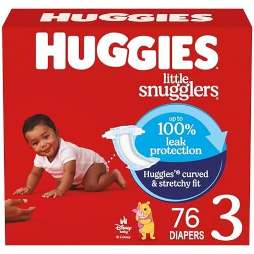 Huggies Size 3 Diapers, Little Snugglers Baby Diapers, Size 3 (16-28 lbs), 76 Count, Packaging May Vary