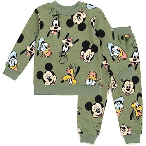 Disney Mickey Mouse Fleece Pullover Sweatshirt and Pants Outfit Set Infant to Big Kid Sizes (12 Months - 14-16)