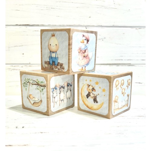 Nursery Rhyme Baby Shower - Wooden Baby Blocks - Nursery Room Decor - 2 Inch - Mary Had A Little Lamb - Humpty Dumpty - Three Blind Mice