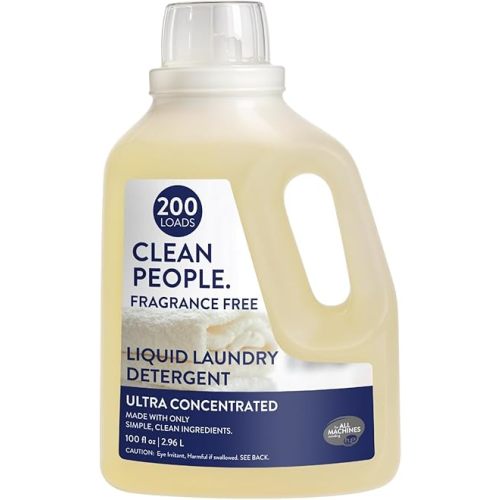 The Clean People Liquid Laundry Detergent - Recyclable Packaging, Stain Fighting - Ultra Concentrated, Laundry Soap - Fragrance Free, 200 Loads