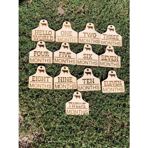 Cow Tag Baby Monthly Milestone Signs