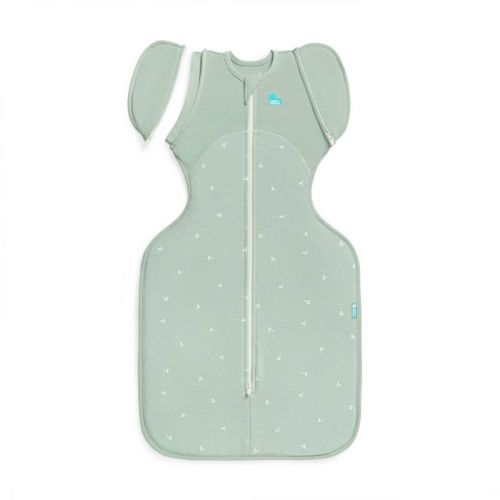 Love to Dream Swaddle Up Transition Bag - Cotton Fleece 1.5 TOG Olive Twigs - Large: Zip-Off Sleeves, Two-Way Zipper, Breathable Fabric