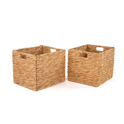 Better Homes & Gardens Collapsible Woven Twisted Bulrush Cube Storage Bins, 2 Pack