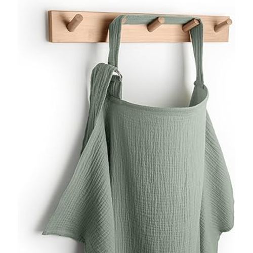 Comfy Cubs Muslin Nursing Cover, Pack of 1, 100% Muslin Breastfeeding Cover - Soft & Breathable Baby Nursing Scarf with Adjustable Neck Strap - Portable, Lightweight & Privacy Coverage - Fern