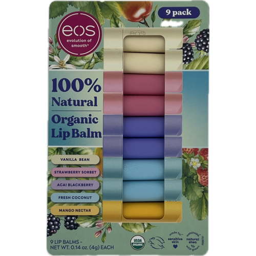 eos 100% Natural Organic Lip Balm, Variety, 0.14 Ounce (Pack of 9)