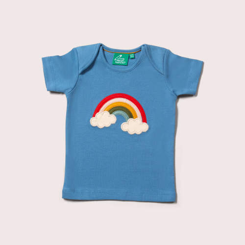 Blue Rainbow Applique Organic Short Sleeve T-Shirt – Little Green Radicals