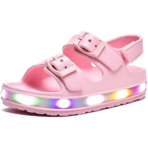 GULAKY Toddler Sandals Girls Boys Light up Double Buckle Sandals Children's Adjustable Back Strap Water Sandal Kids Beach Shoes