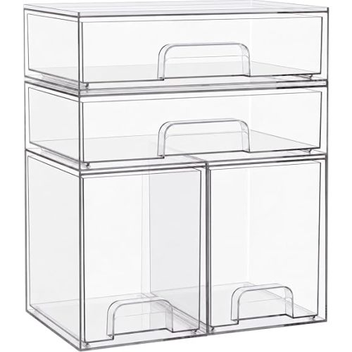 Baby Bottle Organizer for Countertop, 4 Stackable Storage Drawers