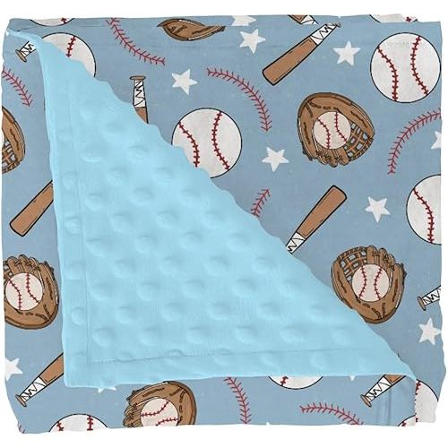 Blue Baseball Baby Blankets for Boy Spring Baseball Sport Soft Mink Dotted Backing Double Layer Swaddle Receiving Blanket American Sports Stars Bed Throws for Newborn Infant Toddler Nursery 30x40