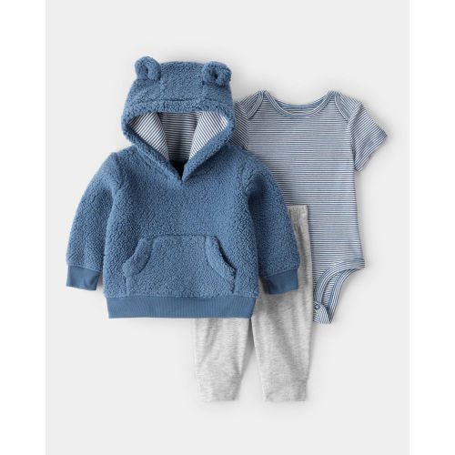 Baby Boy 3-Piece Bear Sherpa Long-Sleeve Bodysuit & Pant Set - Blue - Carter's | Carter's