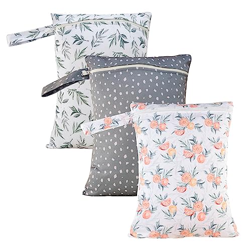 Happy Flute 3 Set Wet Bag Storage Bag Waterproof Washable Travel Bags, Beach, Pool, Gym Bag for Swimsuits & Wet Clothes(Orange)