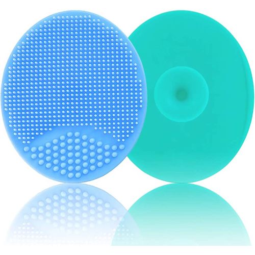 Baby Bath Brush, Baby Cradle Cap Brush, Silicone Massage Brush, Silicone Scrubbers Exfoliator Brush, Baby Skin Scrubbers for Dry Skin, Cradle Cap and Eczema (Large-Blue & Green)