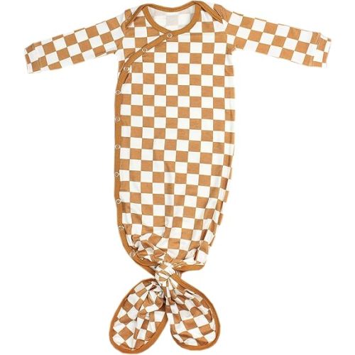 Copper Pearl Baby Gown - Knotted Newborn Sleepers for Baby Boy and Girl, Soft Stretchy Long Sleeve Infant Gowns with Bottom Tie and Hand Mittens, Perfect Hospital Coming Home Outfit (Rad)