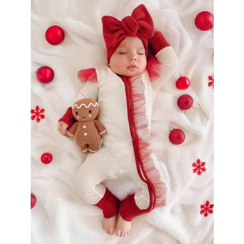 Before & Ever Newborn Double Zip Onesie - Baby Girl Clothes for Newborn - White/Red