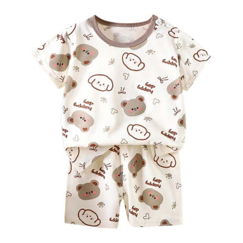 Hienoo Newborn Boys Pajamas Cartoon Short Sleeve Top + Shorts Summer Outfits, Sizes 3M-6Y
