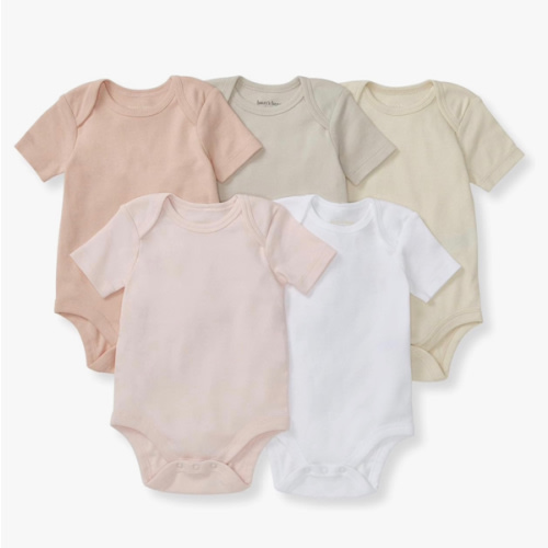 Burt's Bees Baby Bodysuits, Short Sleeve and Long Sleeve One-Pieces, 100% Organic Cotton, Pack of 5